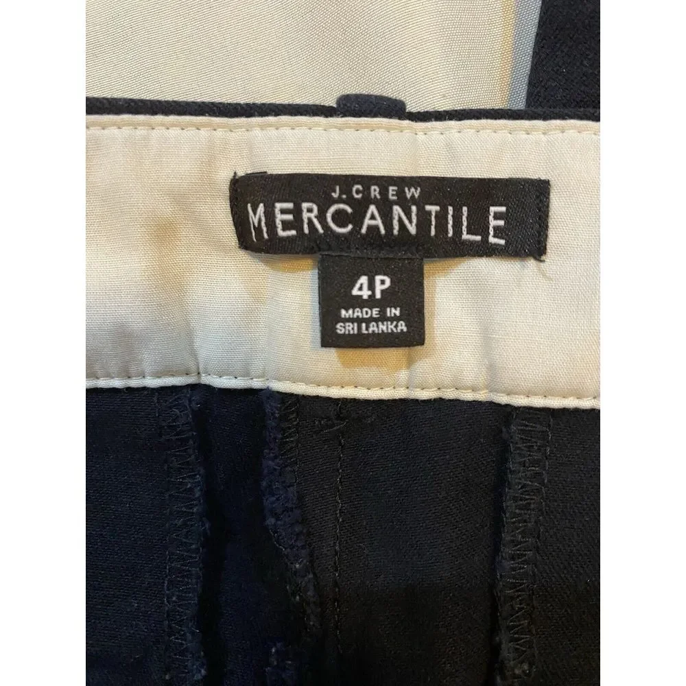 J Crew Mercantile Side‎ Zip Black Pants Women's Sz 4P Black Ankle